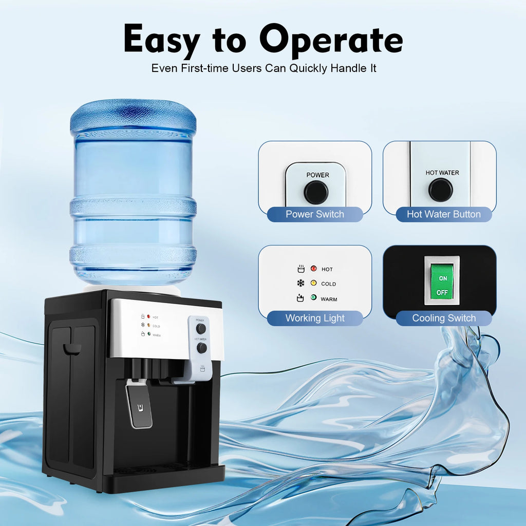 500W Electric Hot and Cold Water Cooler Dispenser 220V Countertop Water Cooler Dispenser 4.5-18.9L Water Dispensers Cooler Water