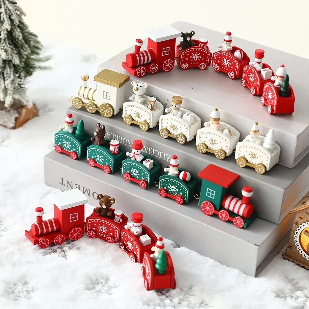 Kids Christmas Plastics Train Toy Mini Train Decor Set for Christmas Party Christmas Train Ornament Fun Gift Home Decoration Main image