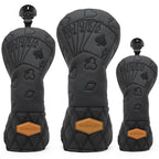 Black Lucky Poker Design  High Quality Headcovers Embroidery Golf Club Driver Head Fariway Wood  Hybrid Head Covers 3 Wood Headc