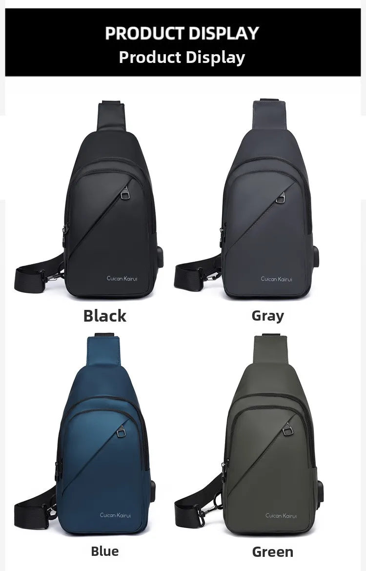 Men's Fashionable Casual Chest Bag Outdoor Cycling Waterproof Durable Sports Backpack Trendy Versatile Portable Crossbody Bag
