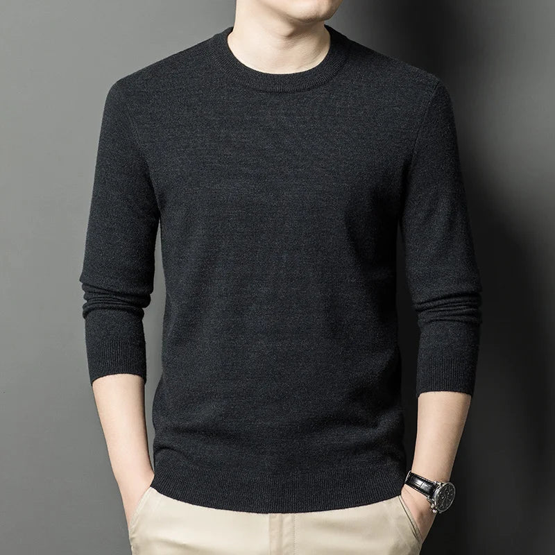 2025 New Men's Casual Sweater Round Neck Long Sleeve Knitted Sweater Diamond Pattern Fashion Versatile Top 2029
