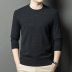 2025 New Men's Casual Sweater Round Neck Long Sleeve Knitted Sweater Diamond Pattern Fashion Versatile Top 2029