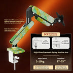 SC5 Jade Marble Pneumatic Monitor Arm Single Desk Mount Stand For 17-35 Inch Screen 2-10kg Load Height Adjustable Gaming Bracket