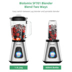 BioloMix Professional 1300W Blender with 1.5L BPA Free Glass Pitcher Perfect for Frozen Smoothies and Homemade Sauces