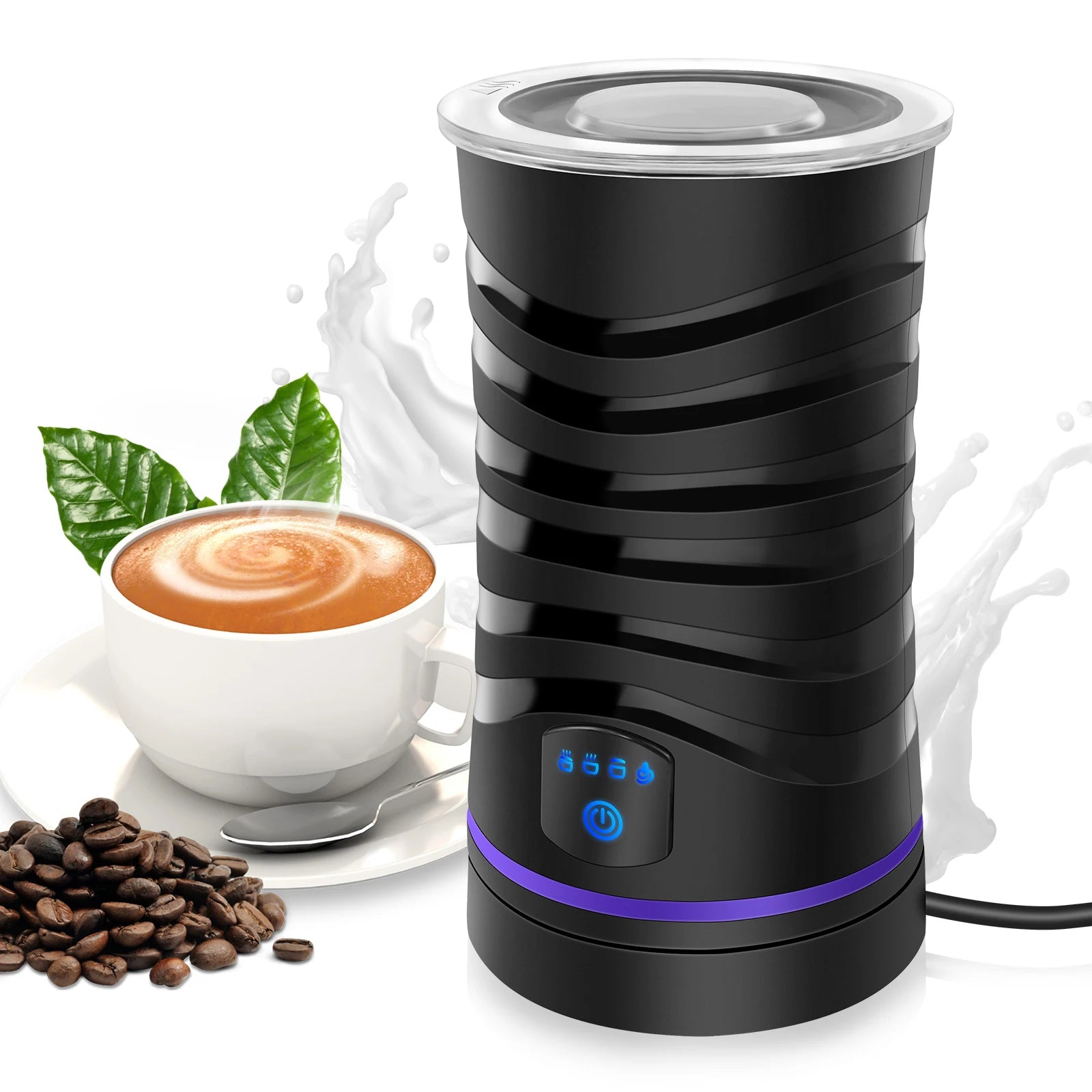 Milk Frother Electric 4 in 1 - Automatic Milk Frothers 600ml Large Capacity Milk Steamer Silent Operation Milk Heater and Warmer
