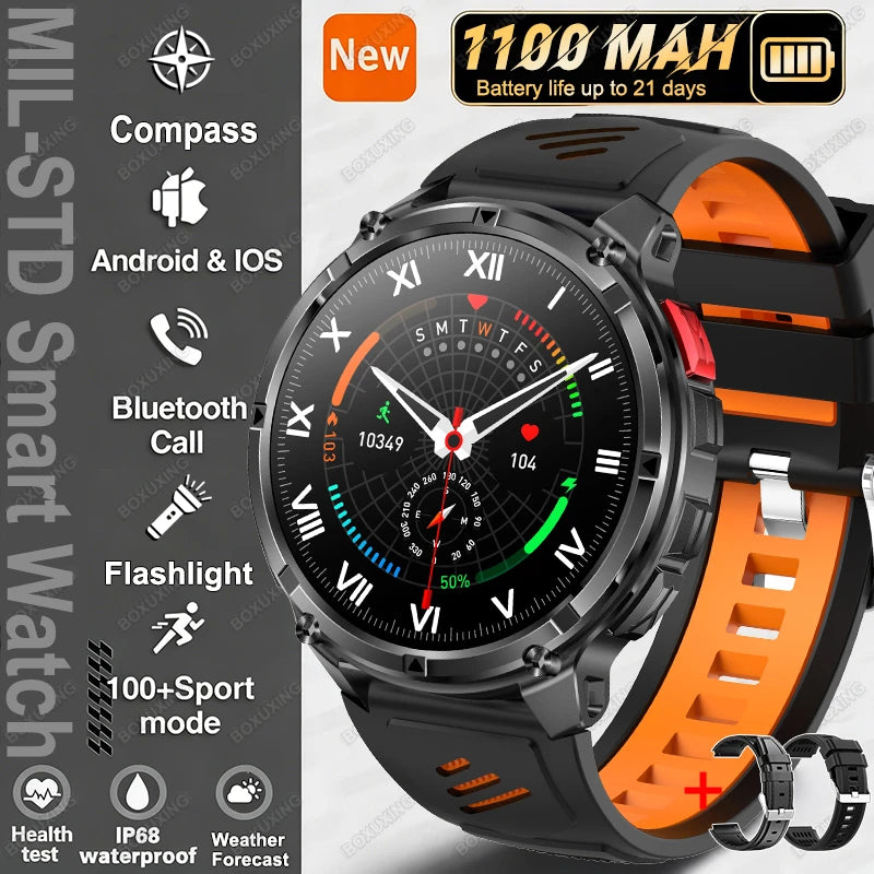 2026 New T-Rex 3 Ultra 1100mAh Smart Watch 5ATM Waterproof Outdoor Sports GPS Track Heart Rate Compass Bluetooth Call Smartwatch