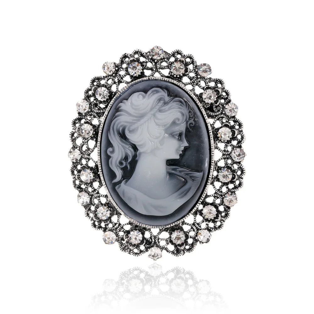 Vintage Victorian Design Queen's Cameo Brooch Pin, Antique Wedding Beauty Jewelry Gift, Elegant Style
