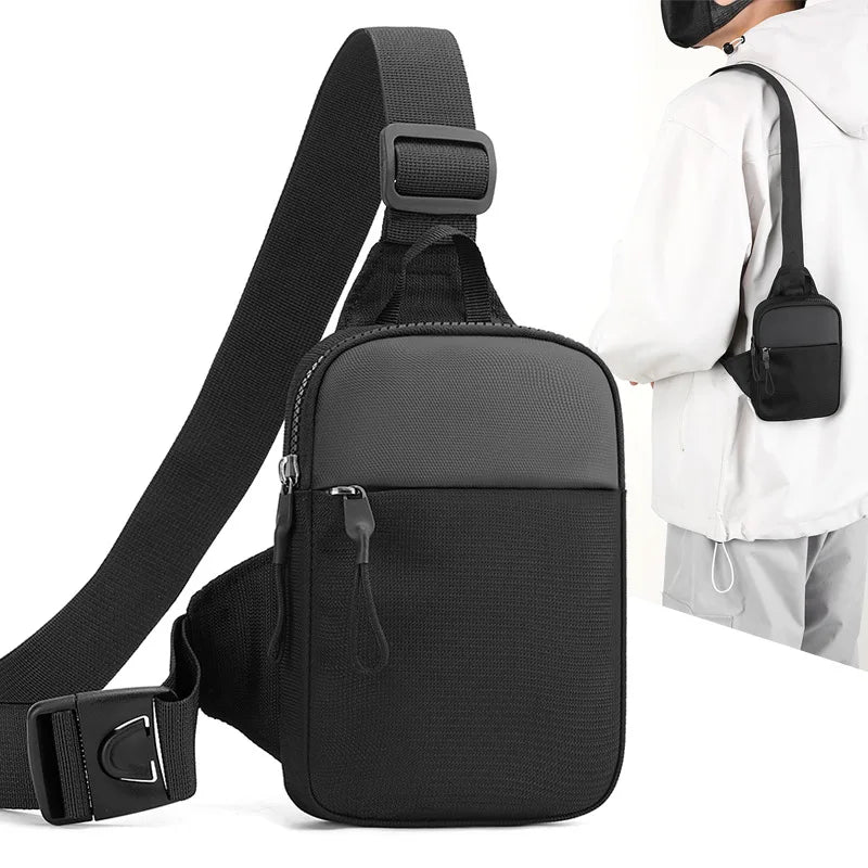 Men Waterproof Sling Chest Pack Fashion Small Black Crossbody Shoulder Zipper Bag Travel Workout Handbag Messanger Bag for Men Main image
