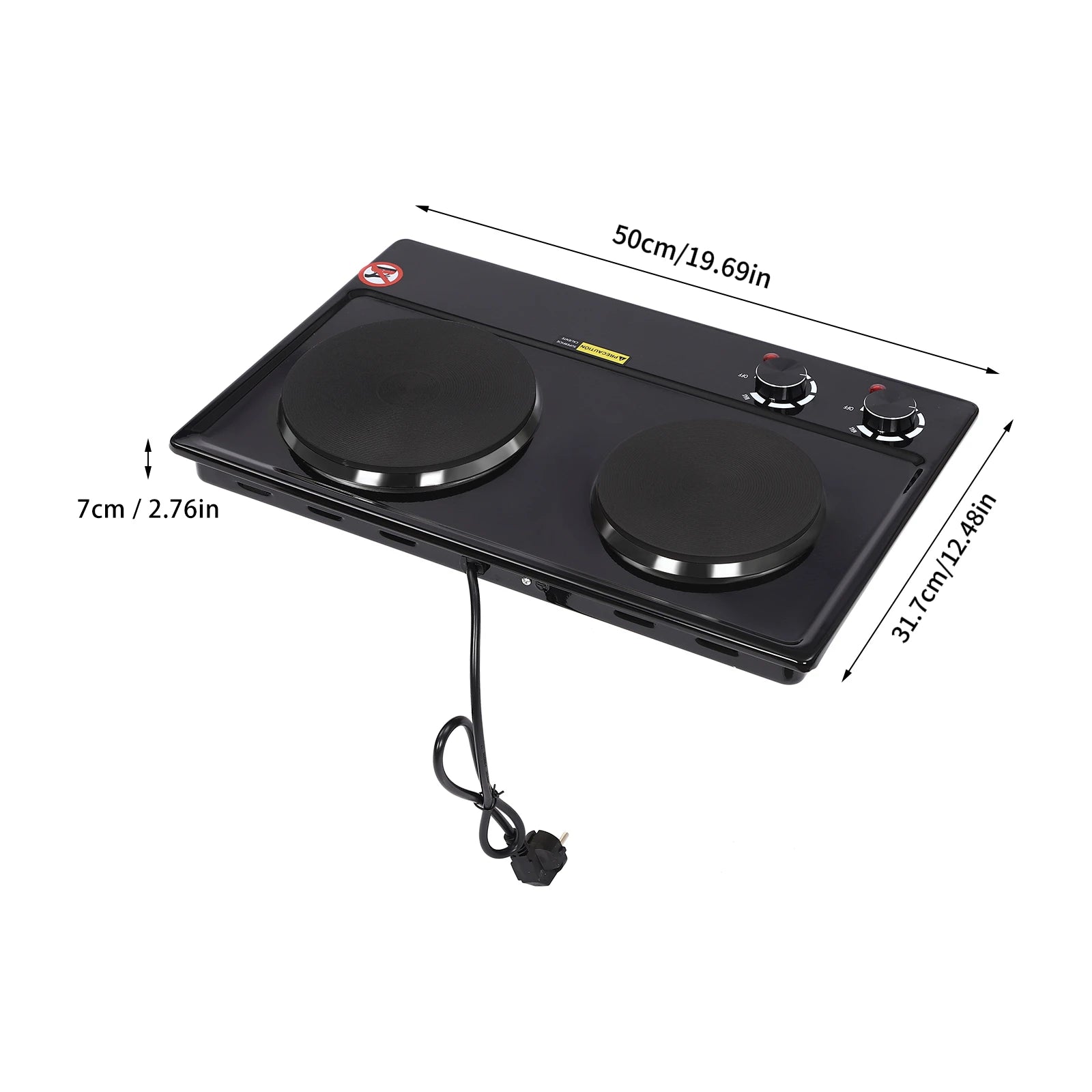 2500W Double-Burner Electric Stove Electric Hob Cooker with 2 Plate Adjustable Firepower 220-240V for Cooking Food