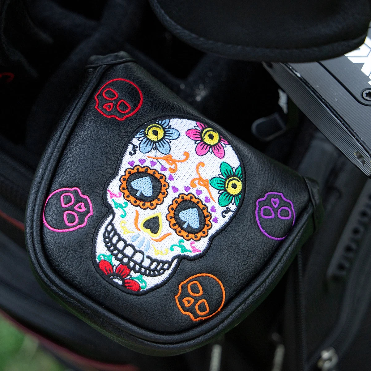 Golf Club Headcovers #1 #3 #5 Wood Head covers Skulls Design Driver Fairway Hybrid Woods Headcover Black PU Premium Leather Head