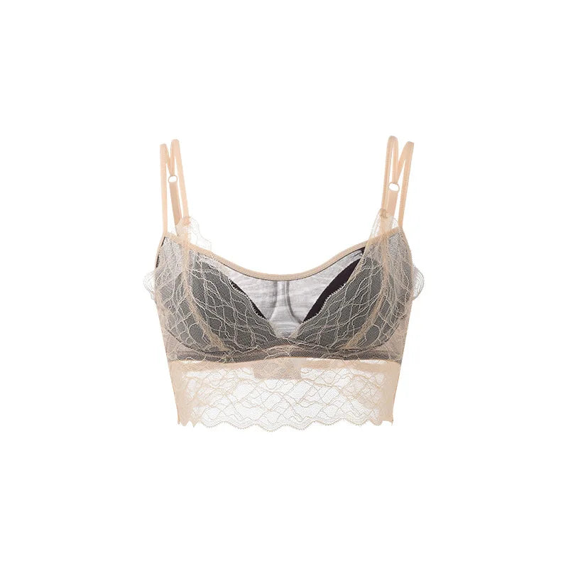 SuyaDream, Woman Lace Bra Set, Real silk Linings, Thin Mold Cup, Wire Free, Meshes Sheer Underwears, 2025 cozy Intimates