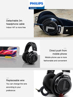 Philips Original SHP9500 Wired Headphones HiFi Stereo HD Mic Call Earphones Sports Running Headset iPhone Android Universal