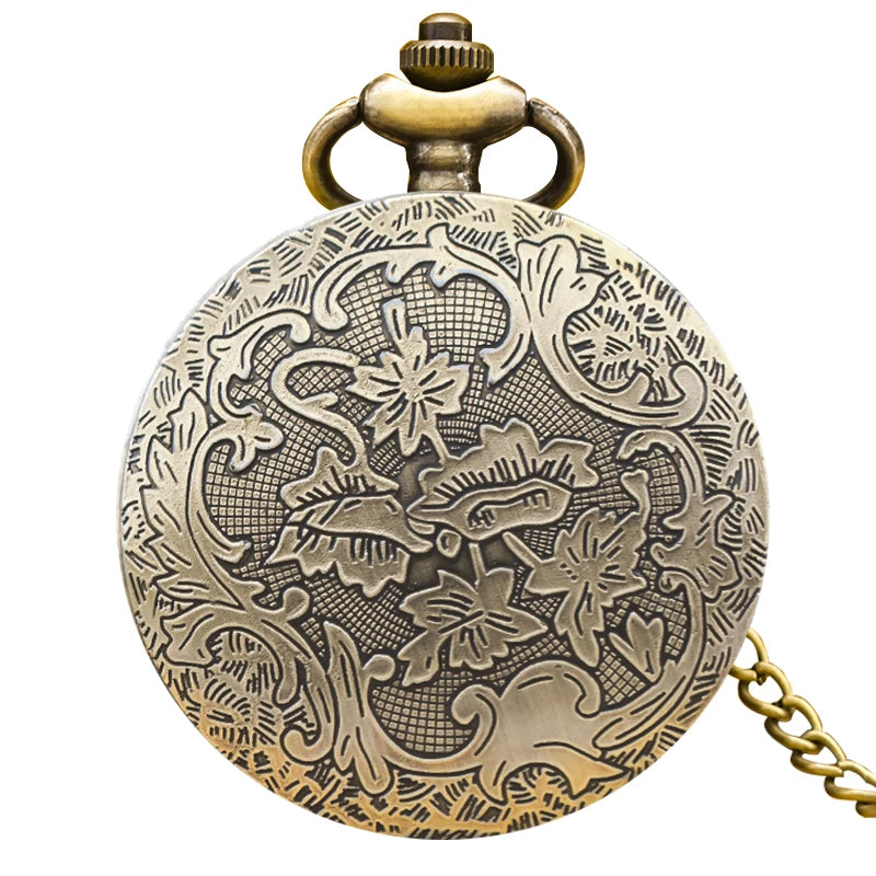 Retro Charm Neutral Fashion Compass Engraved Quartz Pocket Watch Steampunk Men's and Women's Necklace Pendant Gift