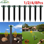 4/8X Solar Repeller Powered Ultrasonic Sonic Mouse Mole Pest Rodent Repellent Vibration Wave Yard Outdoor Garden Lawn Farm Field