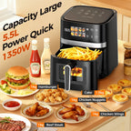 Patbrela 5.5L Air Fryer 8-in-1 Max 200°C Electric Hot fryer Oven Oilless Cooker with Touch Control & Nonstick Basket & Visible Window