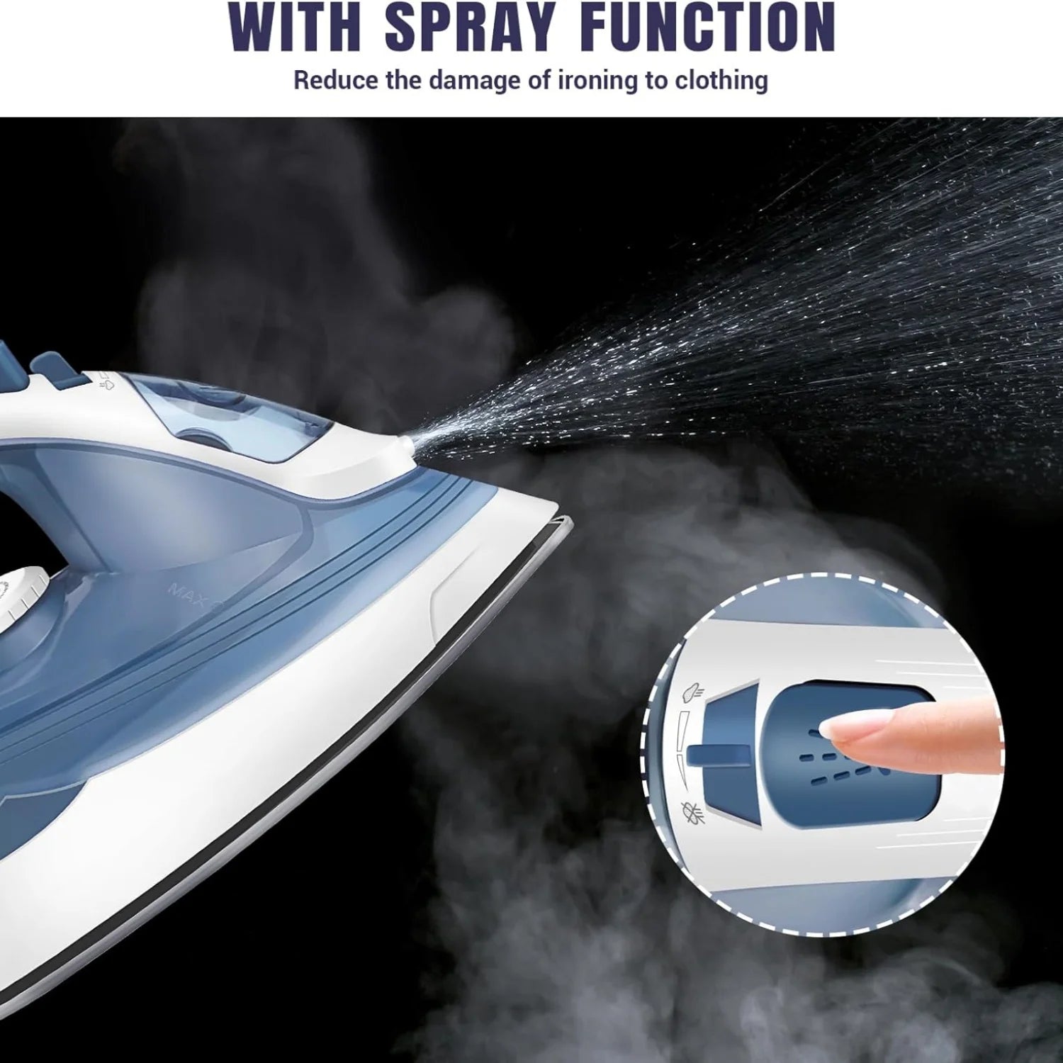 BRIEFNESS 2400W Steam Iron Handheld Iron Adjustable Thermostat Control Ironing Clothes Portable Ironing Tool