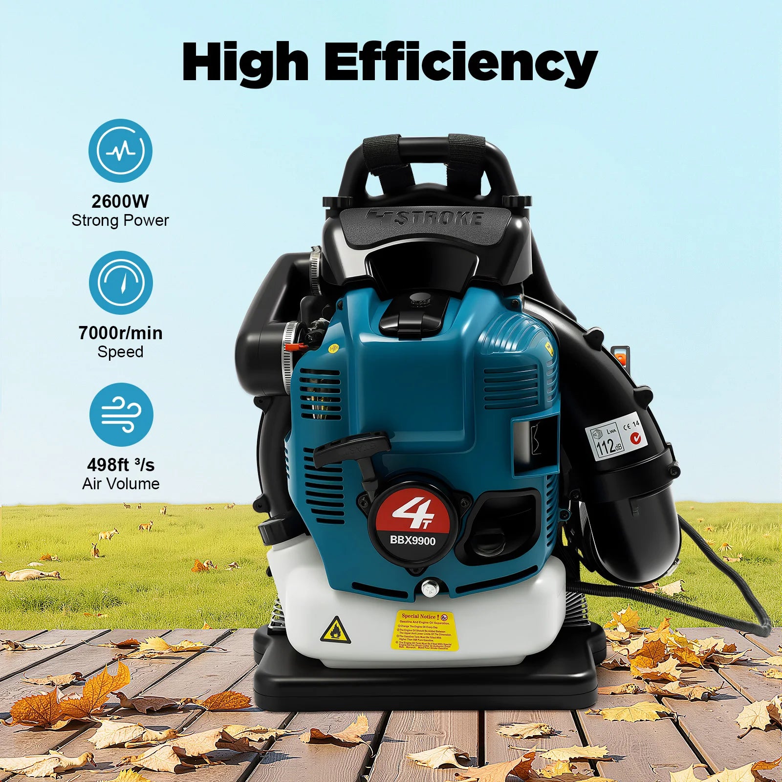 75.6CC 4-Stroke Gas Backpack Leaf Blower, 2600W 498FT with Cruise Control, for Lawn Yard Debris Cleaning, Commercial & Home Use Main image