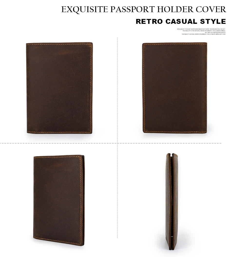 Retro Leather Passport Cover RFID Blocking For Cards Travel Passport Wallet Document Organizer Case With 1 Pen Holder Men Women