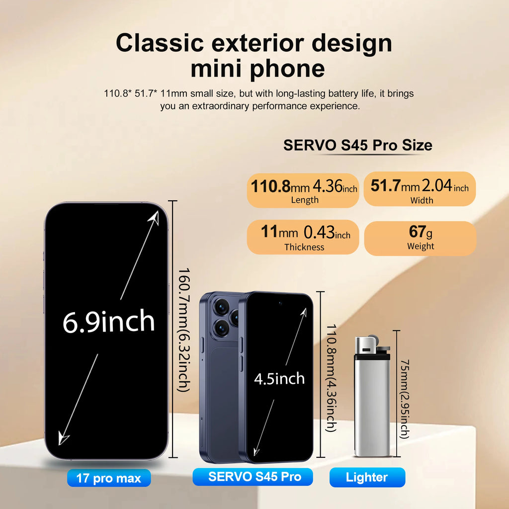 SERVO S45 Pro mini Smartphone Dual SIM Card Android 10.0 4.0'' HD 2000mAh Battery WIFI Bluetooth 4G Small Mobile Phone