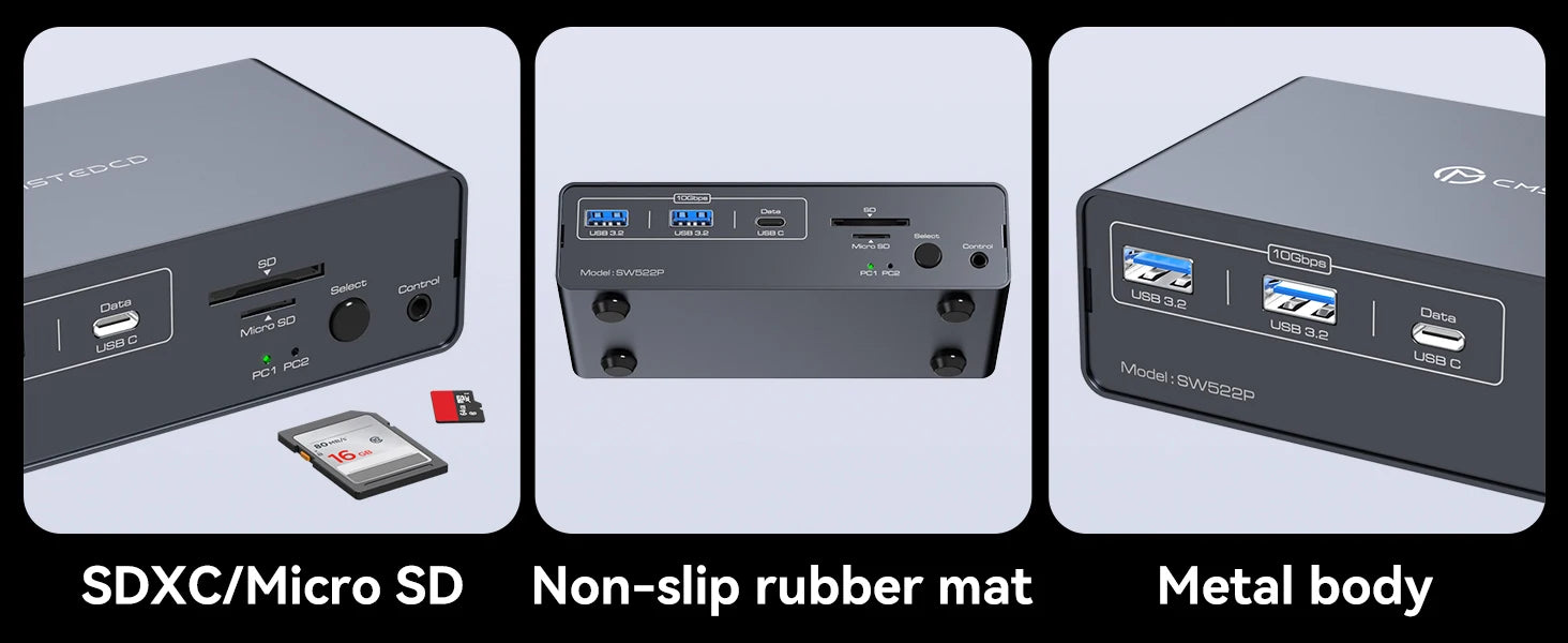 KVM Switch 2 Monitors 2 Computers Docking Station USB C+HDMI/DP Input,4K@60Hz/120Hz DisplayPort Dual Monitor for Laptop Desktop