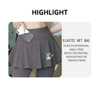 DRUR Women's 2-in-1 Sports Skirt Pants Pocket High Waist Yoga Women’s Sports Leggings Gym Running Tennis  Yoga Pants Y2K
