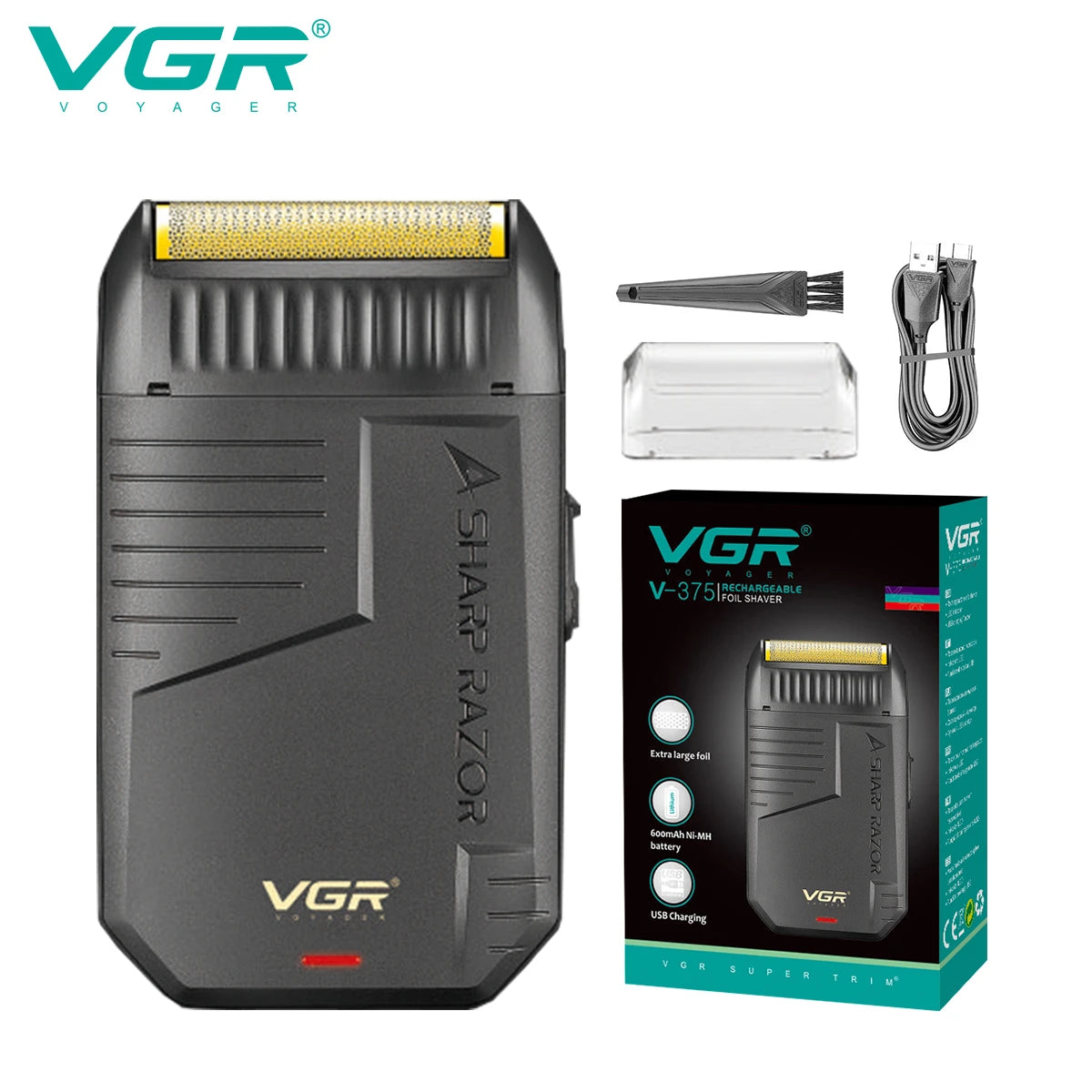 VGR Razor Rechargeable Razor Professional Beard Trimmer Electric Trimmer Reciprocating Shaver Finishing Shaver for Man V-375 Main image