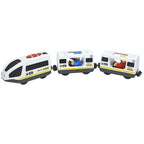 Magnetic Electric Train Car Locomotive Wooden Track Slot Diecast Railway With Two Carriages Train Wood Kid Toy Biro Leduo Track