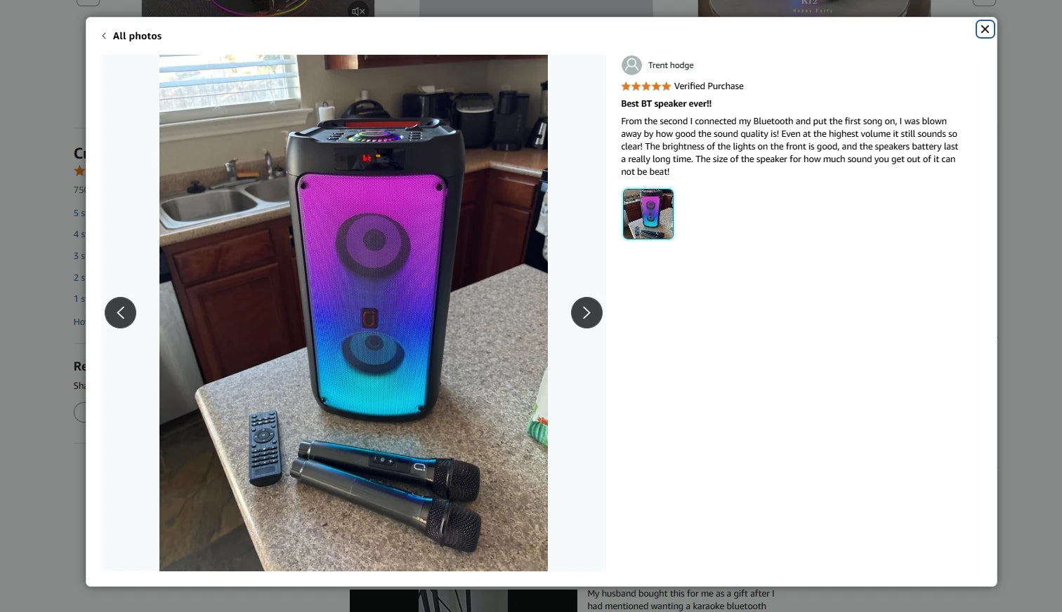 Wireless Bluetooth Speaker, Karaoke Machine with 2 Microphone, Home Karaoke Party Speaker with LED Light