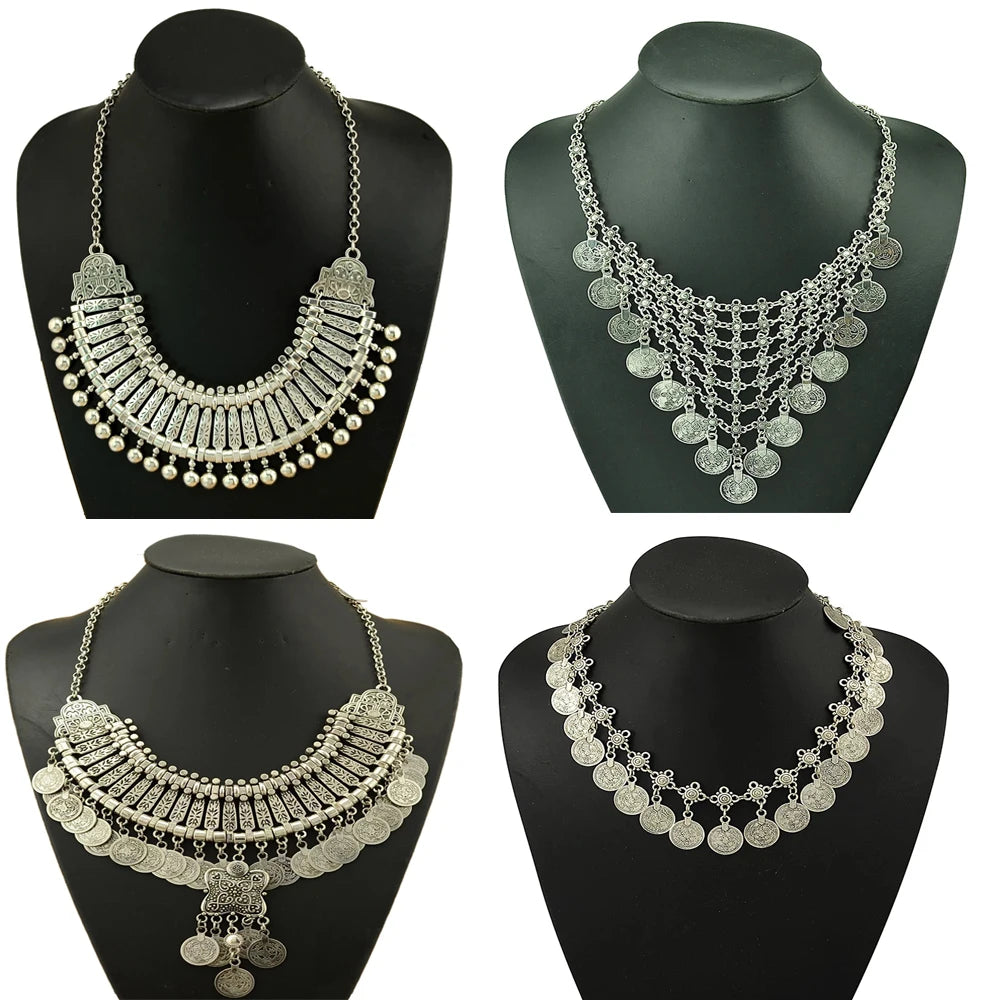 Multi-style Vintage Coin Choker Necklace for Women Boho Afghan Ethnic Gypsy Native Tribal Dress Turkish Pakistan Indian Jewelry Main image