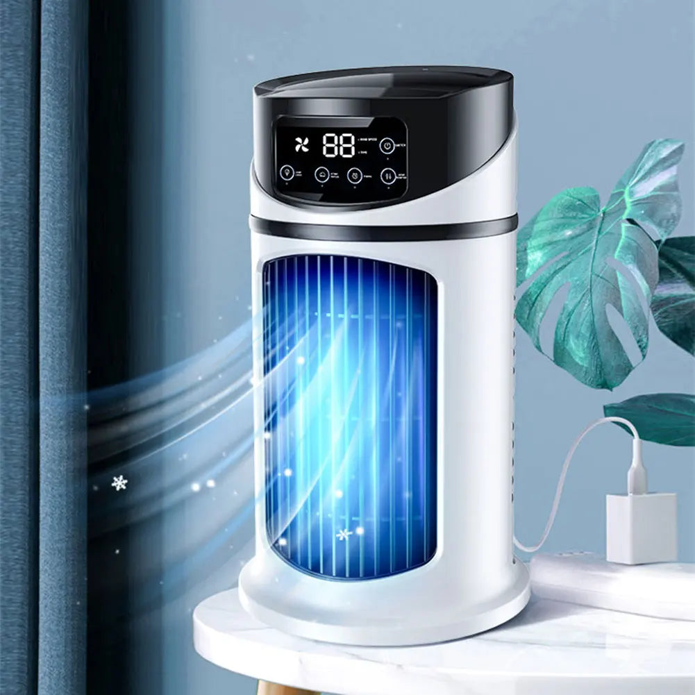 Portable Air Conditioner Desk Fan Spray Humidifier Air Cooling Fan Timing Circulation Wind Quiet Electric Fan for Home Office