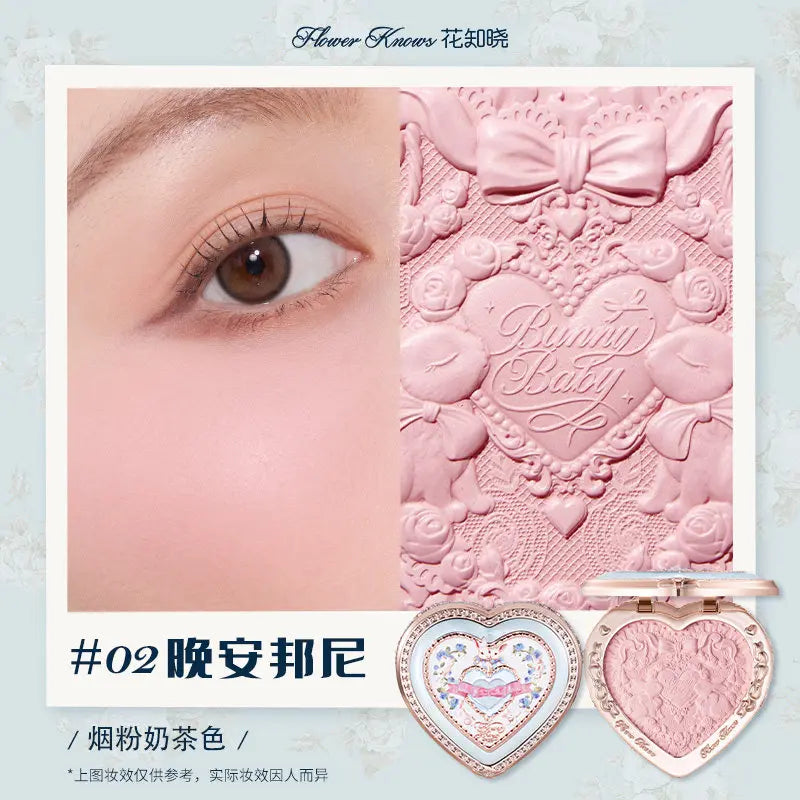 Flower Knows The Sweetie Bear Collection Satin embossed blush Lasting Matte Puffing Natural Brightening Facial Cosmetics 5g