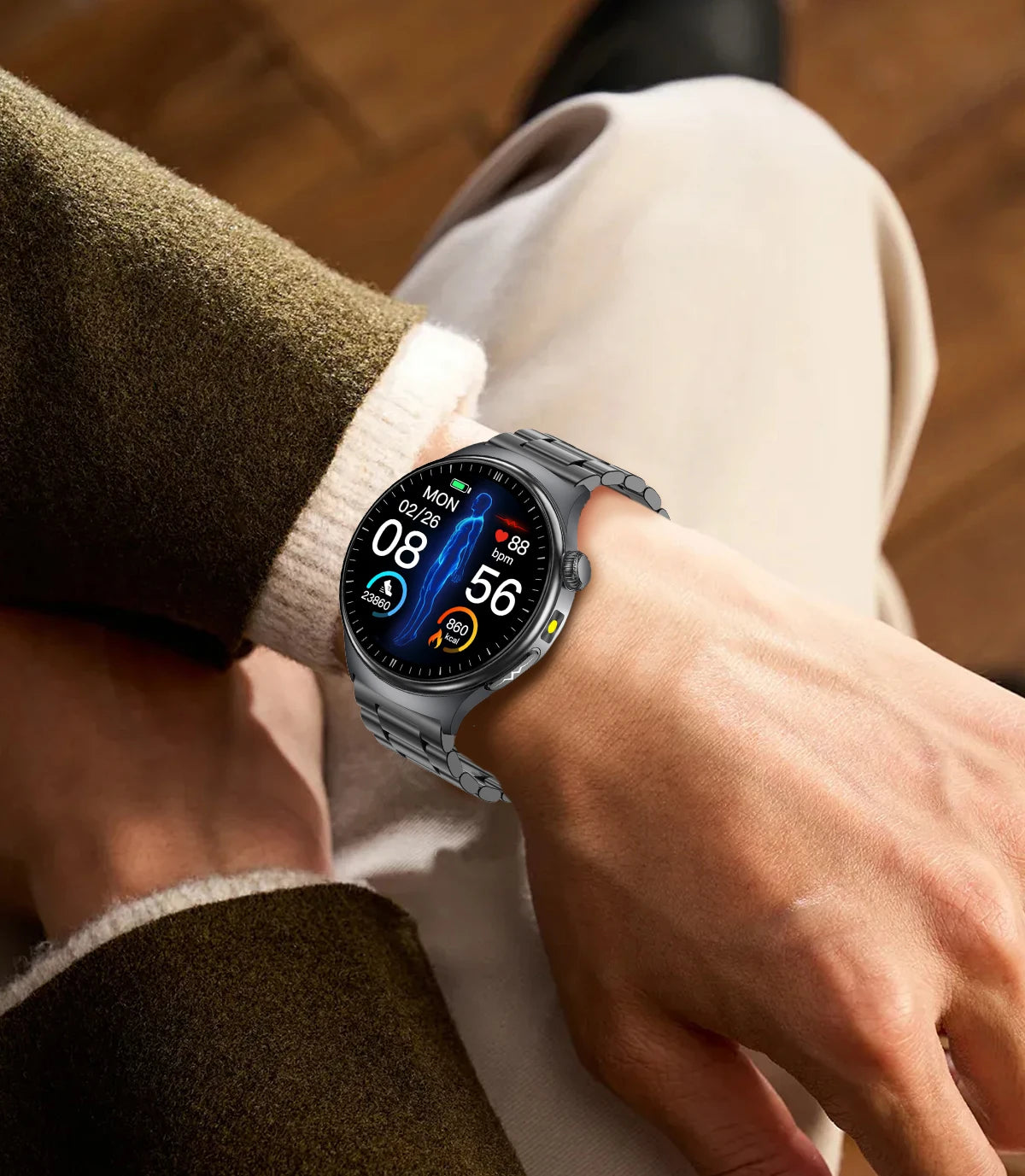 2026 New Accurate Body Health analysis Smart Watch Men ECG Blood lipids Uric acid Blood Pressure Body Fat Voice Call Smartwatch