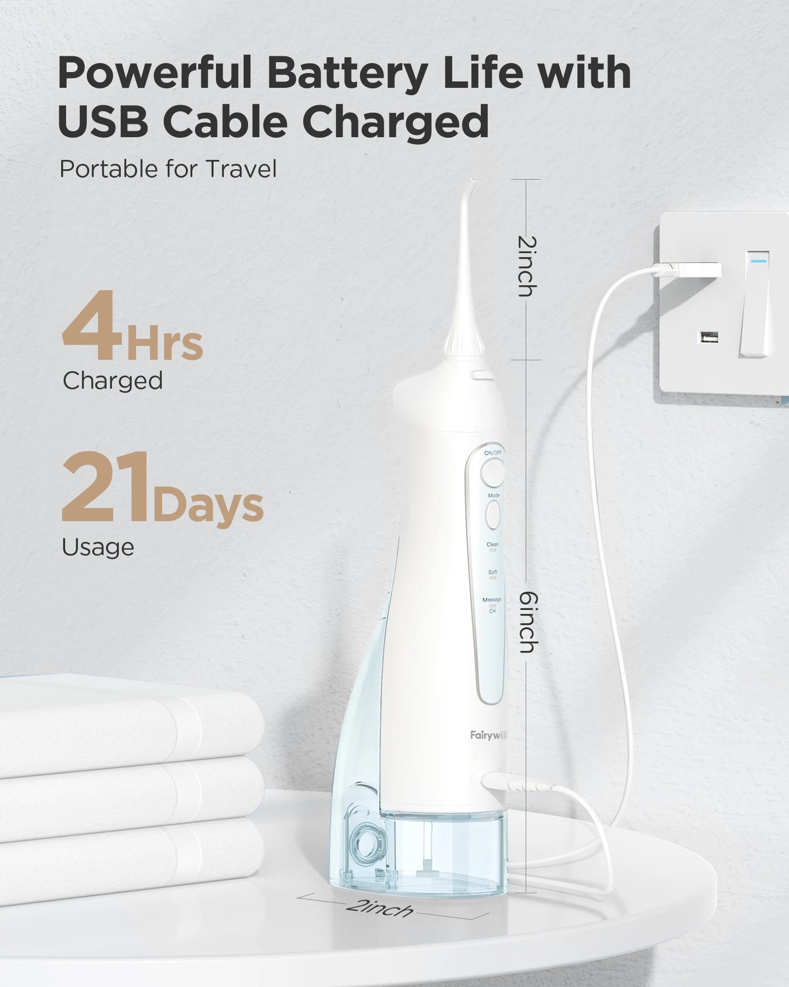 Fairywill Water Flossers Oral Irrigator & Electric Toothbrush Rechargeable Portable for Teeth Waterproof Teeth Cleaner