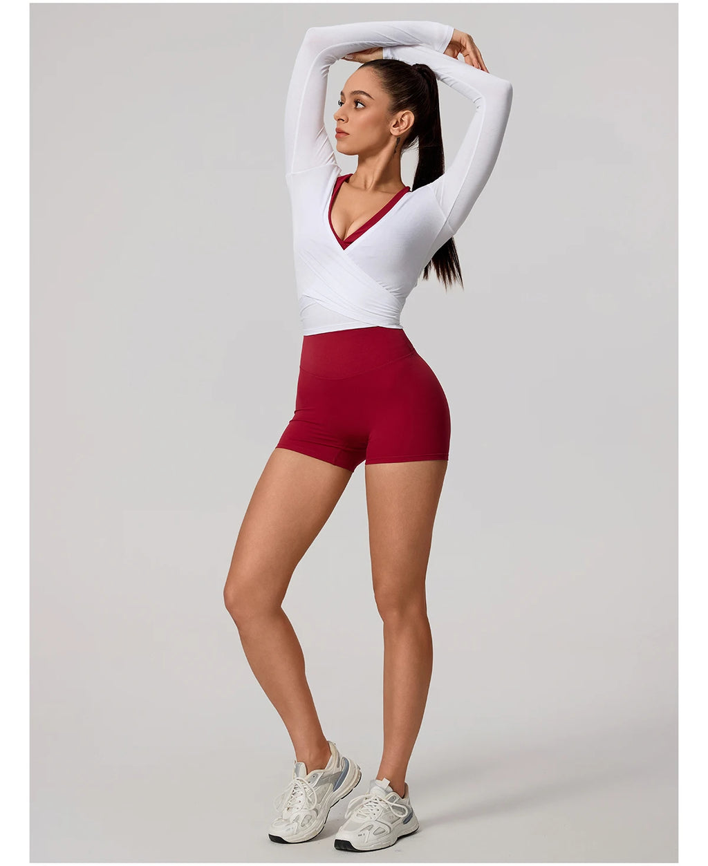 New Summer Women's Yoga Long Sleeve One Piece Strap Yoga Clothing Female Training Premium Ballet Wrap TopsWoman Gym Sports Top