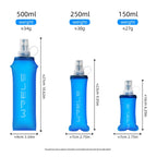WRELS 250ml 500ml Soft Flask Folding Collapsible Water Bottle TPU BPA Free Outdoor Sport Portable   Water Bag Running Camping