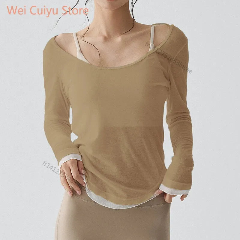 Quick Dry Long Sleeve Yoga Shirt Women Fitness Sports Top Running Gym Workout T-Shirt Female Athletic Active Wear