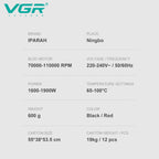 VGR Hair Dryer Professional Hair Dryer BLDC Motor Hair Styling Blow Dryer Machine 110000 RPM Negative Ion Salon Air Blower V-401