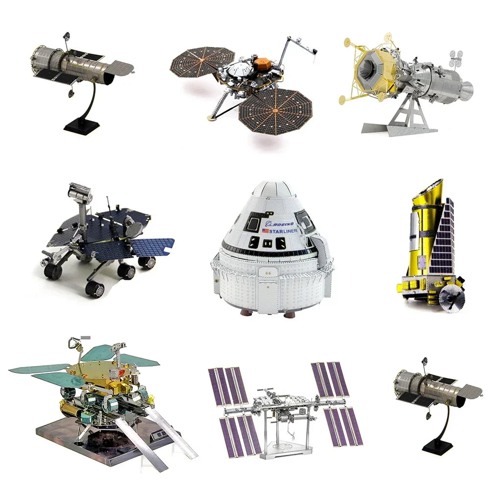 Space Exploration 3D Metal Puzzle Shuttle Hubble Space Telescope Mars Rover Model Toy for Kids Creative Jigsaw Puzzle Gift Toys Main image