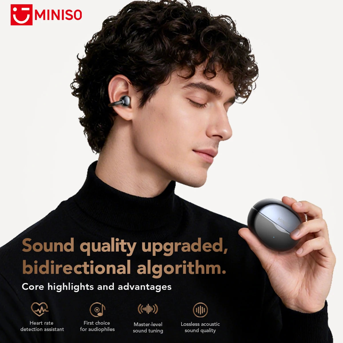 MINISO MS503 Wireless Bluetooth Earbuds AI Translation Earphones Outdoor Sports Headphones Clear Sound Headset Soft Comfortable