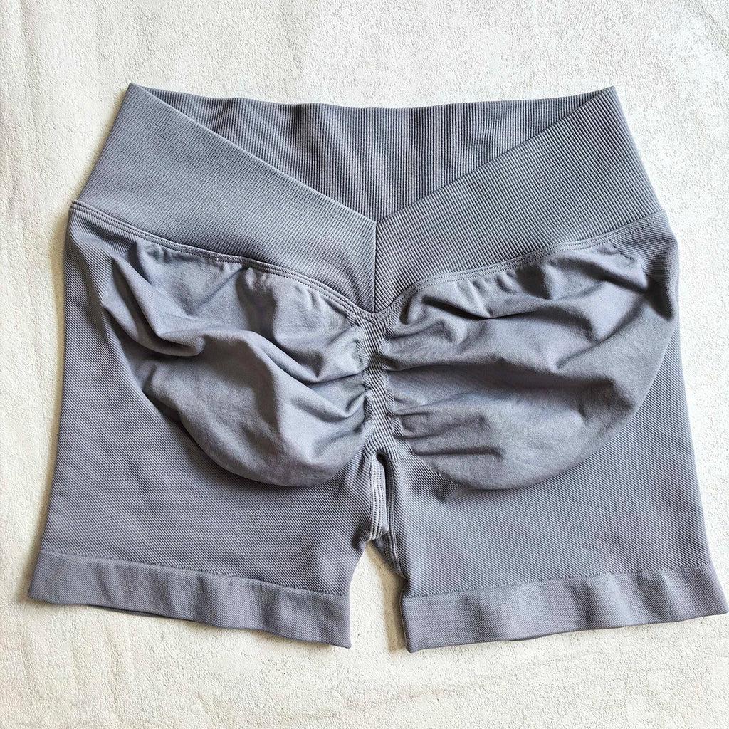 Back Scrunch Shorts Women Seamless V-Back Waist Line Scrunch Booty Shorts Fitness Workout Running Yoga Gym Shorts