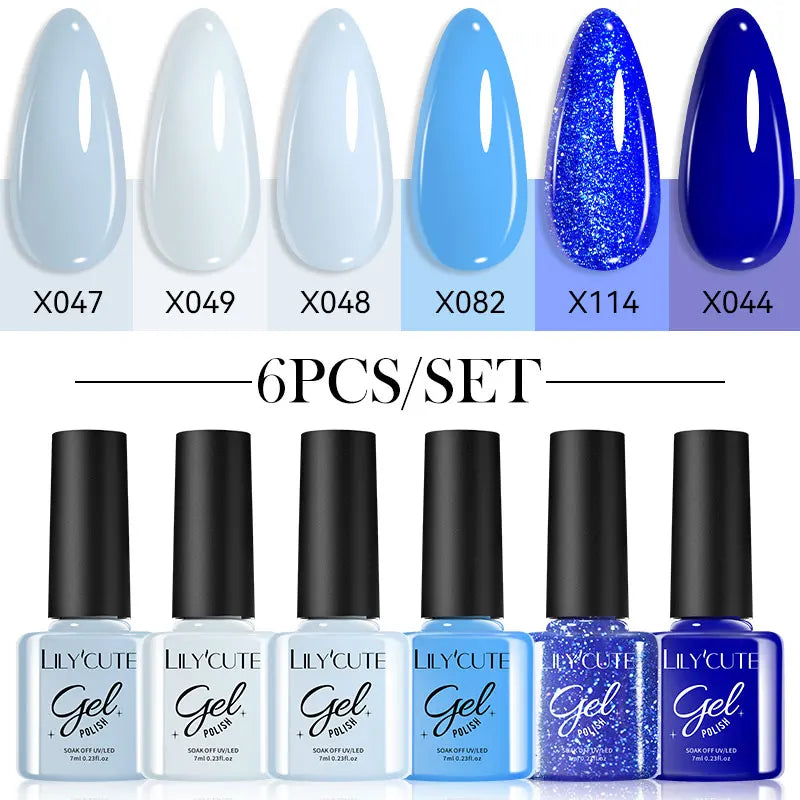 LILYCUTE Nail Gel Polish Set Pink Green Spring DIY Nail Art Design Long Lasting Soak Off UV Gel Manicure Painting Gel Vernis Kit