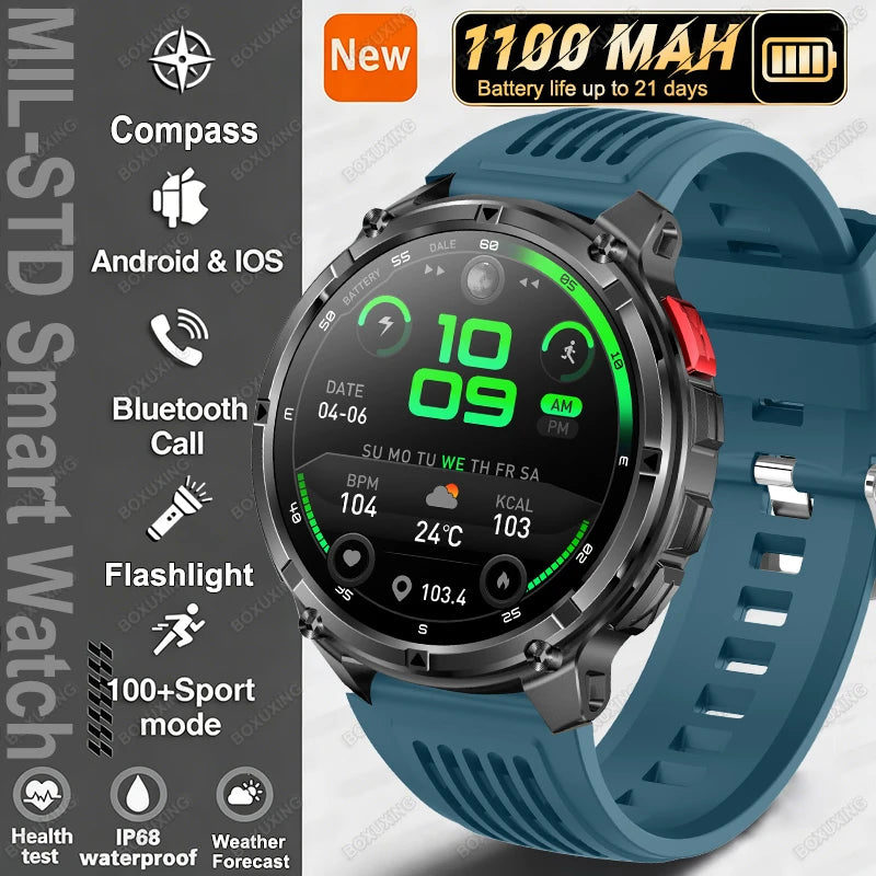 2026 New T-Rex 3 Ultra 1100mAh Smart Watch 5ATM Waterproof Outdoor Sports GPS Track Heart Rate Compass Bluetooth Call Smartwatch