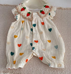 MILANCEL Summer Baby Rompers 0-24M Sweet Love Toddler Jumpsuit Thin Ventilate Infant Clothes Carrot Girls One Piece