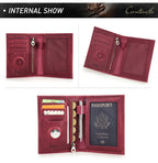 CONTACT'S Genuine Leather Passport Wallet Card Holder Coin Purse AirTag Slot Men Travel Wallet Women‘s Purse Passport Cover Bag