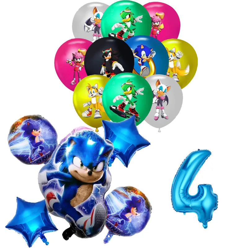 Sonic Birthday Party Decoration Game Hedgehog Balloons  Action Figure Party Paper Plate Towel Cup Tablecloth Toy Kid Gifts
