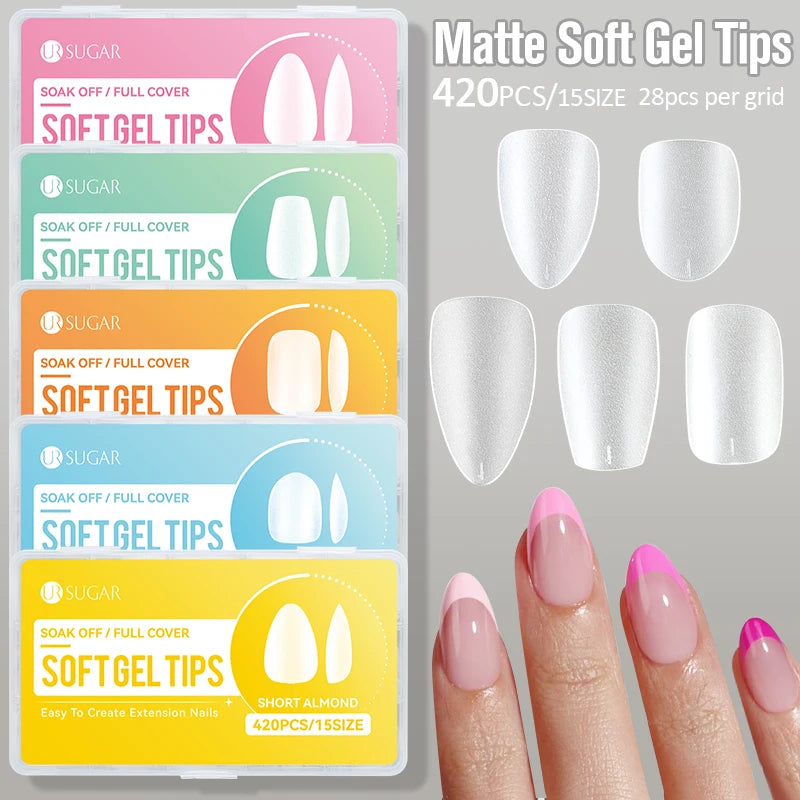 UR SUGAR 3PCS False Nails Set With 420Pcs Matte Soft Gel Tips Solid Glue Gel Remover Quick Nail Extension Kit Nail Beauty Starte Secondary image