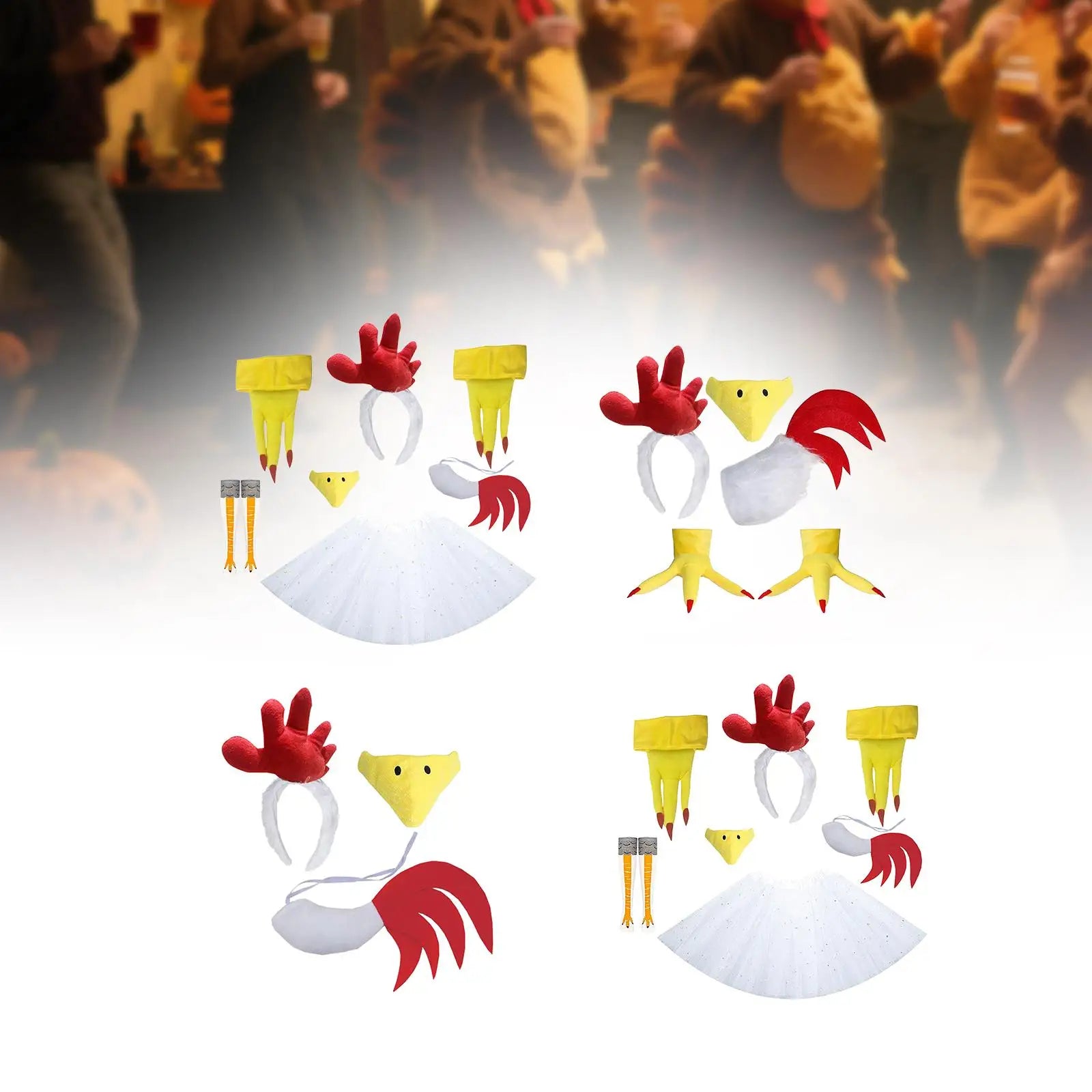 Chicken Costume Kit Eye Catching Novelty Dress up Photo Booth Props Cosplay for Thanksgiving Party Events Performances Pretend