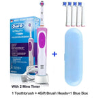 Oral B Electric Toothbrush 2D Rotary Vibration Clean Charging Tooth Brush Cross Action Bristle Oral Care 4 Gift Brush Heads Free