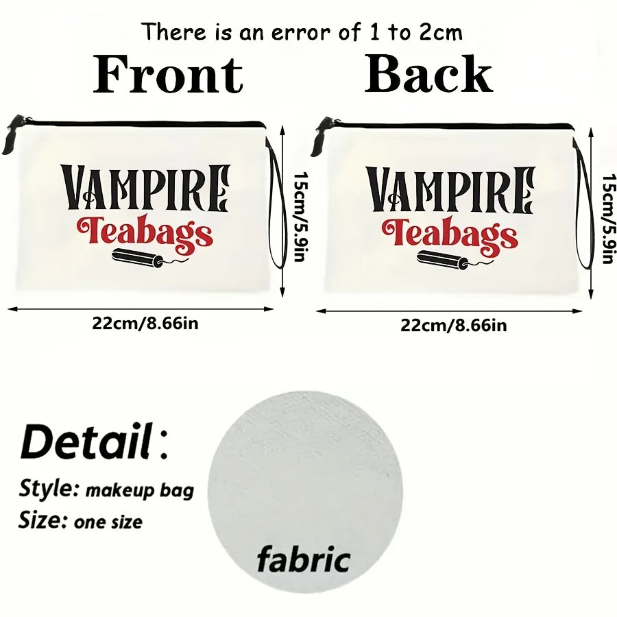 VAMPIRE Teabags Themed Toiletry Bag Menstrual Period Pouch Fashionable Portable Travel Organizer Creative Wristlet Makeup Bags
