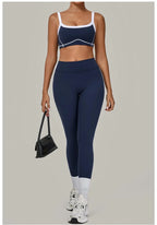 2PCS Women's Yoga Set High Waist Peach Hip Removable Padding Sports Bra Pants Fitness Suit Running Workout Gym Leggings Yoga Set